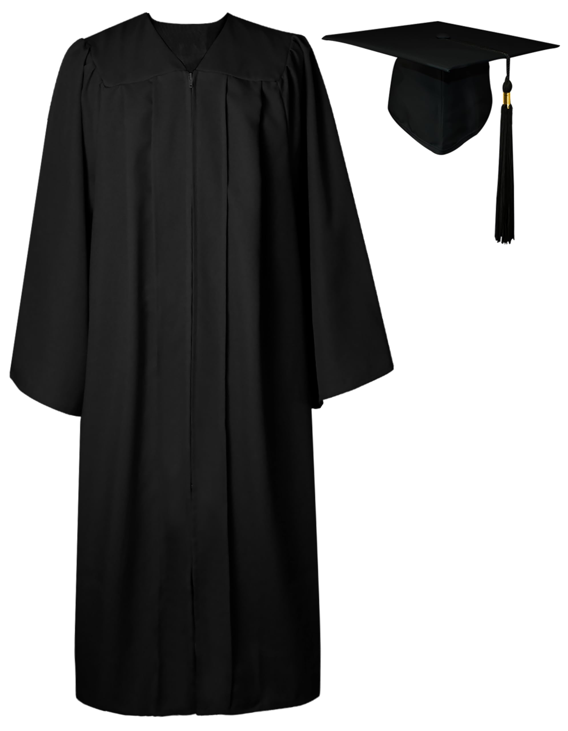 Svart examenskåpa med matchande fyrkantig examenshatt och tofs.
