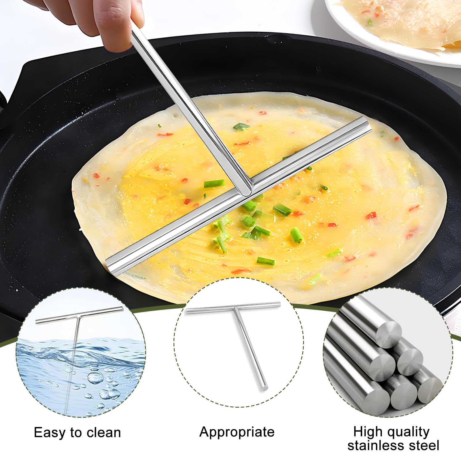 T-format crêpesredskap i en stekpanna över en cr