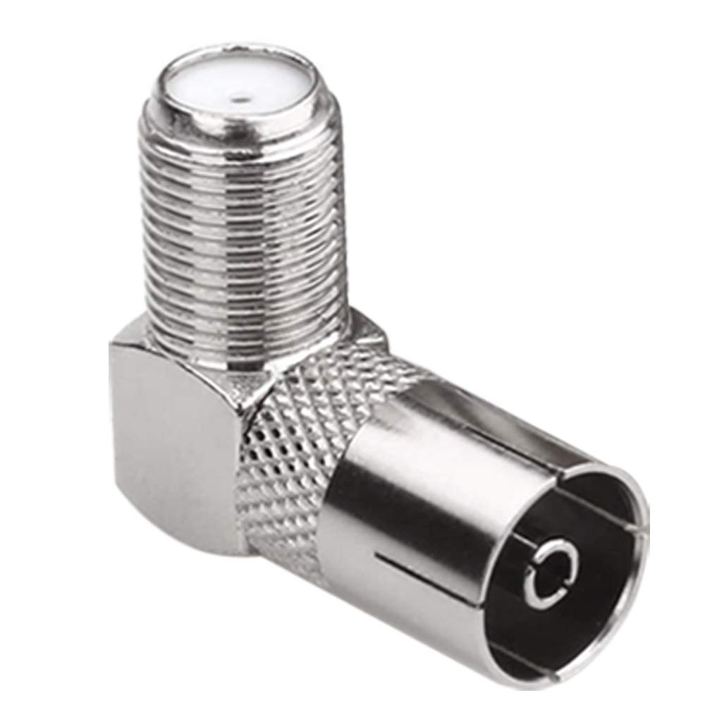 90° koaxialadapter med F-typanslutning och PAL-anslutning i vinkel.