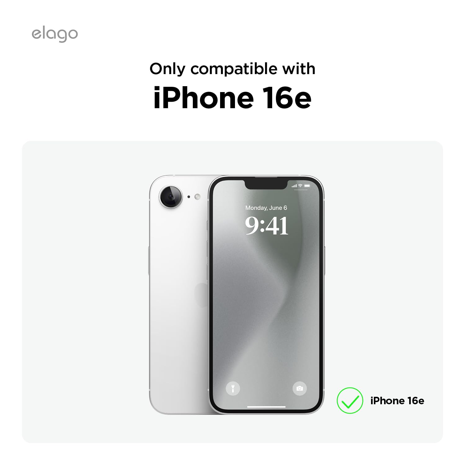 Genomskinligt mobilskal med MagSafe på en iPhone 16e, fram- och baksida synliga