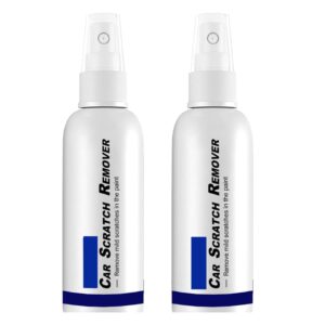 Två vita sprayflaskor med etiketten Car Scratch Remover.