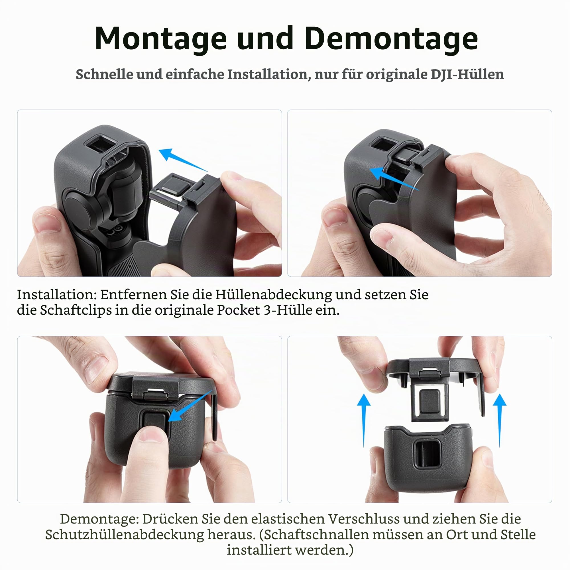 Monterings- och demonteringsanvisningar för skyddshållare till DJI Osmo Action 6.