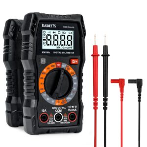 KAIWEETS digital multimeter med LCD-display och röda och svarta mätprober.