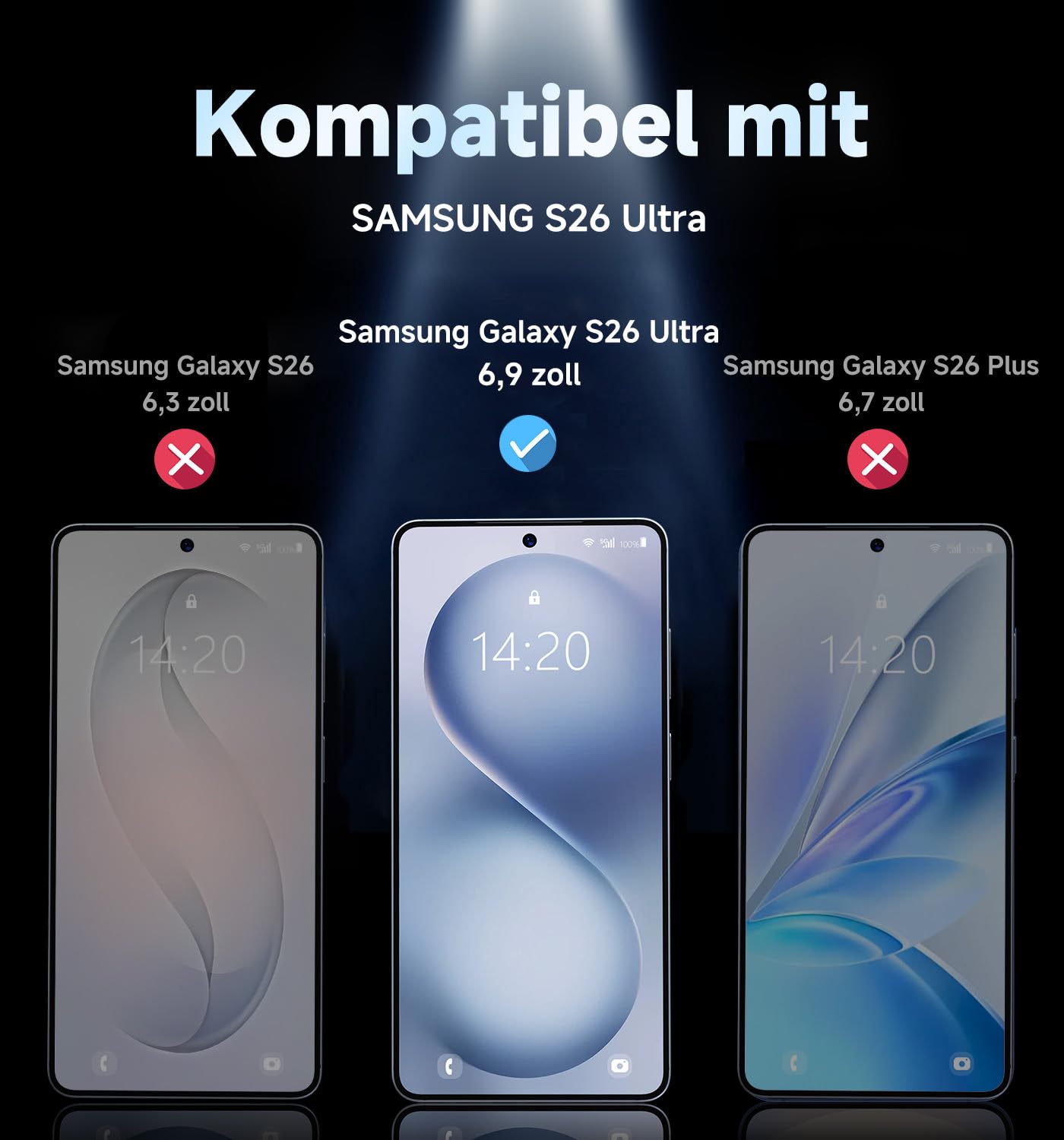 Kompatibilitetsjämförelse för Samsung Galaxy S26 Ultra och närliggande modeller.