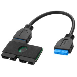 USB 3.0-splitter med kabel och adapter för moderkortets 19-poliga USB-header.