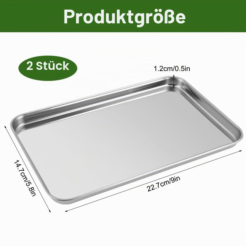 Rektangulärt metallfat med upphöjda kanter och måttangivelser.