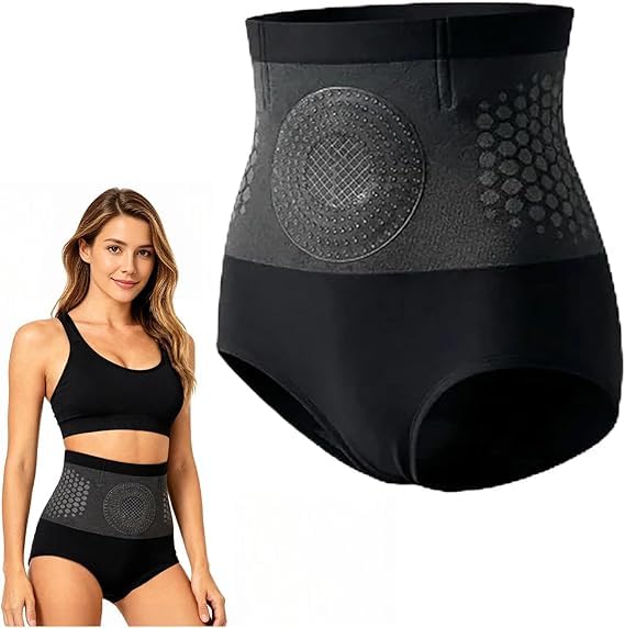 Svarta shaping-shorts med hög midja och en modell som visar plagget på.