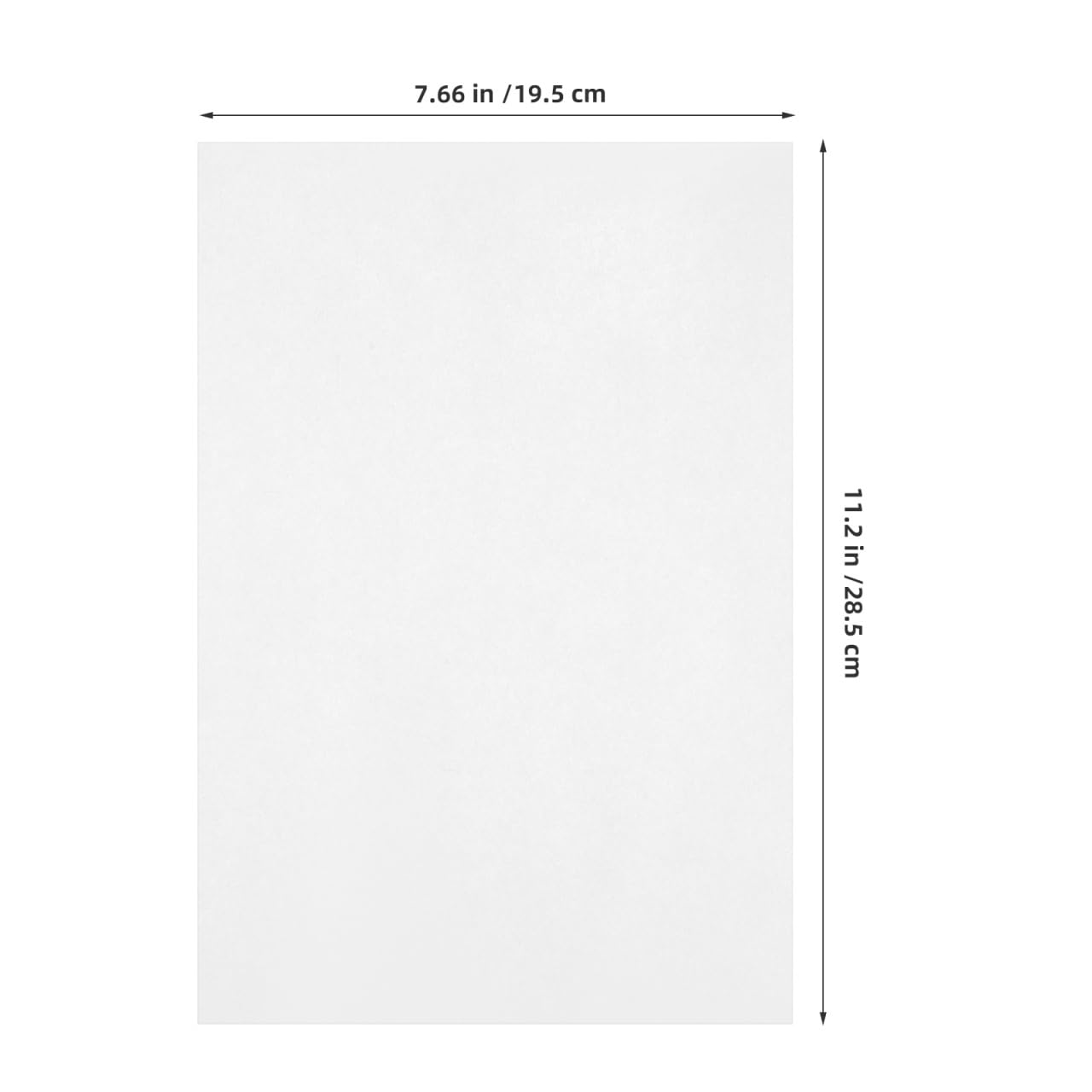 Vitt groningspapper med måttangivelser: 19,5 × 28,5 cm